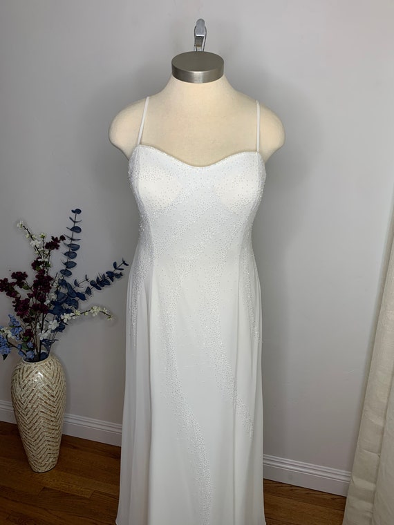 Buy Ivory Silk Beaded Dress in Size 20 Old Hollywood Glamour
