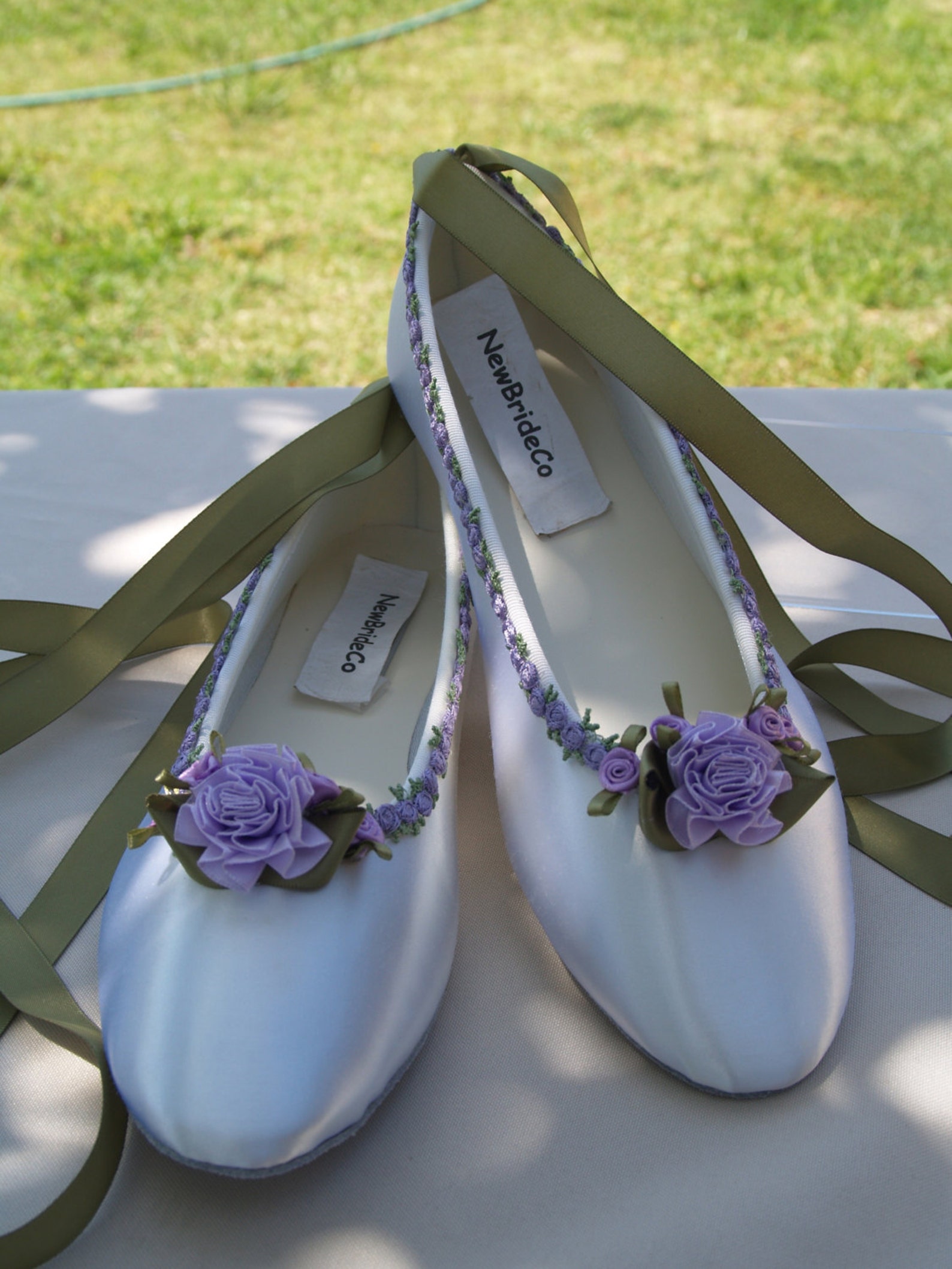 fairy tale wedding flats lavender flower trim green lavender, ivory or white ballet style slipper style lace up ribbon style,tou fairy tale wedding flats lavender flower trim green lavender, ivory or white ballet style slipper style lace up ribbon style,tou