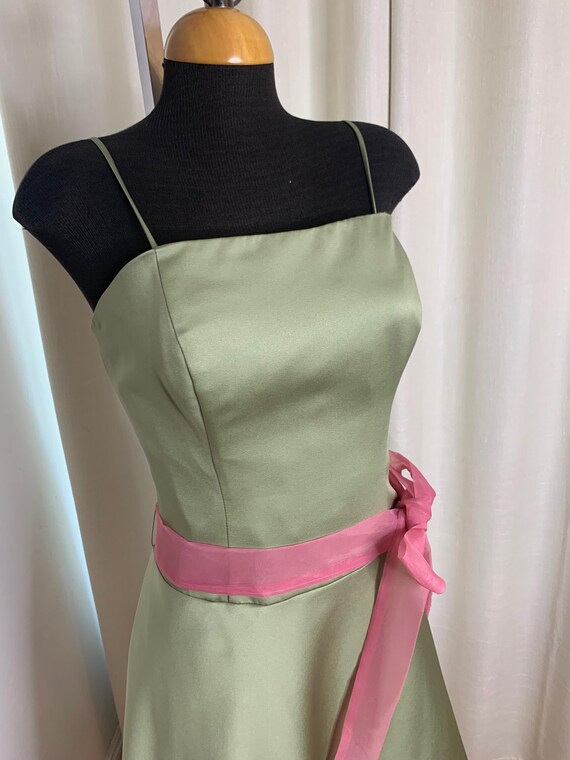 Vintage Strapless Green Satin Dress: Pink Rose Detail, Size 10 - Etsy Israel