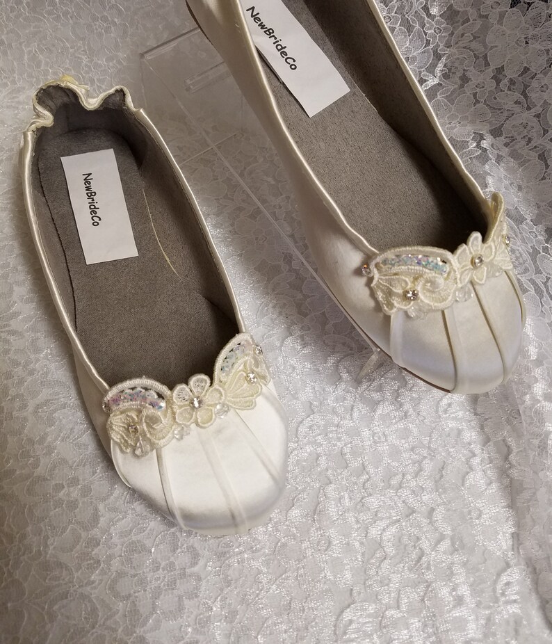 ivory satin wedding flats