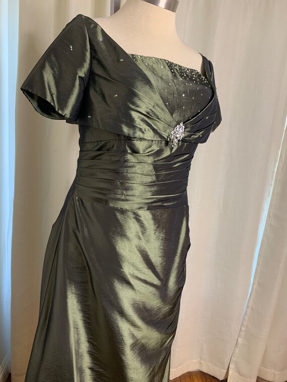 slim fit dress slacks Sage Green Long Taffeta Prom Dress - main image 1