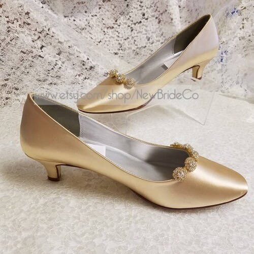 Gold Pump Shoesgolden Anniversary Shoeschampagne Low Heel - Etsy