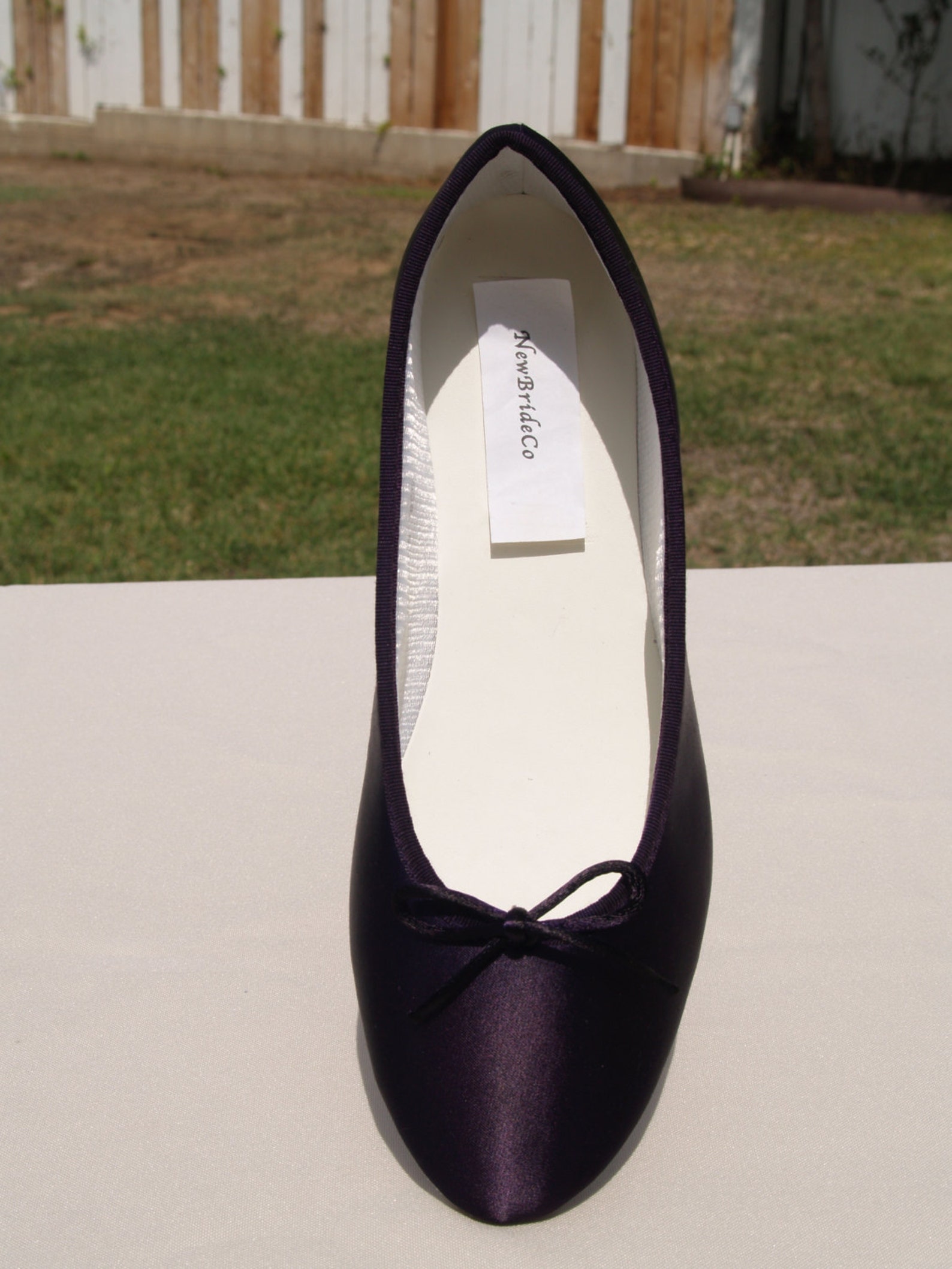 wedding dark eggplant shoes satin ballet style flat slipper, wedding shoes, bridesmaids, special occasion, comfort