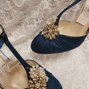 Navy Blue Wedding Shoes US Size 5 Vintage Style Rounded Toe - Etsy