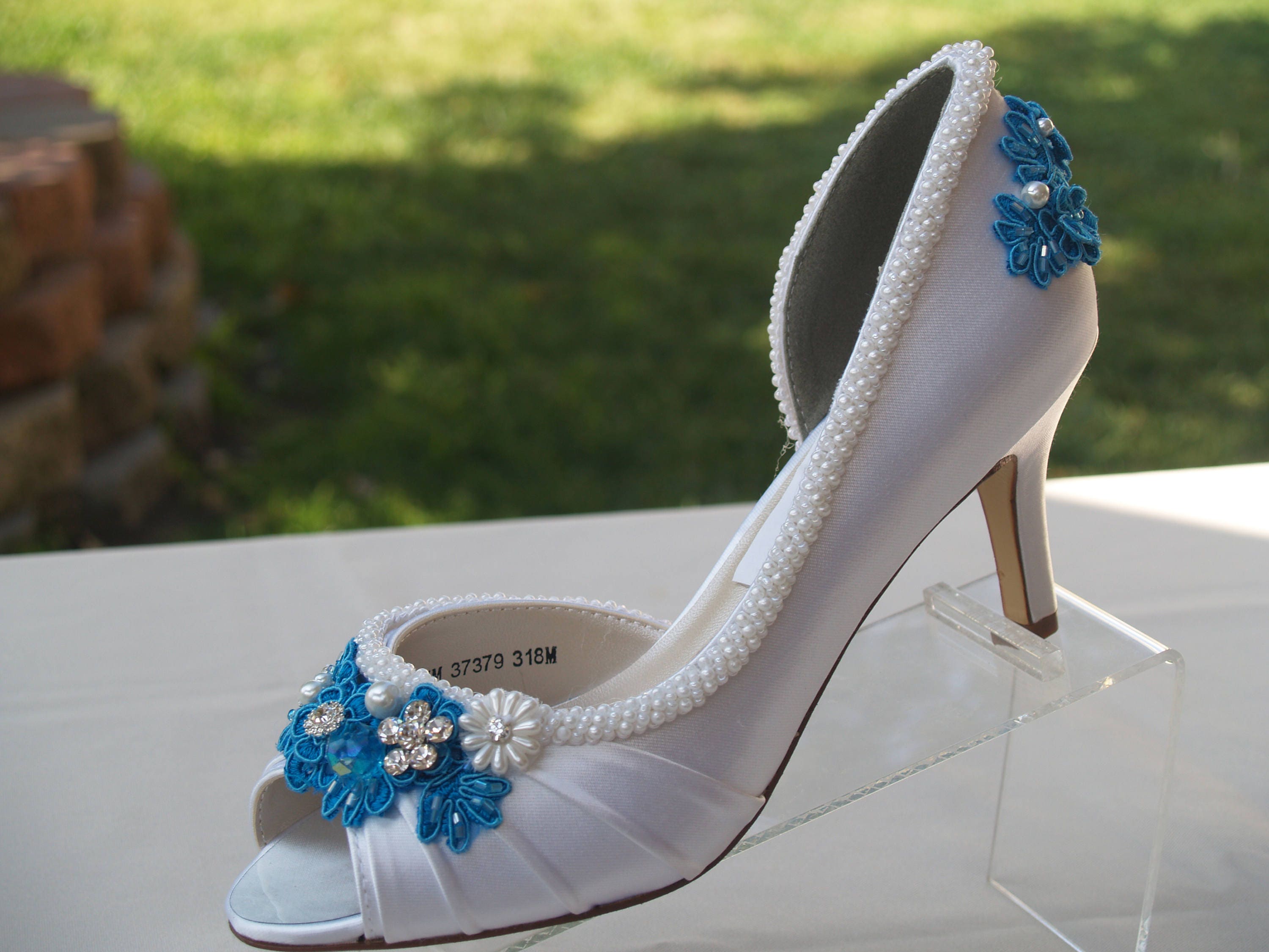 Satin Block Heels Wedding Shoes | Block heels wedding, Wedding shoes heels,  Blue block heels