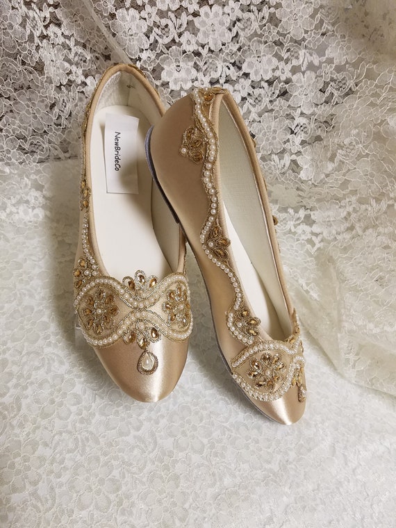 gold lace flats