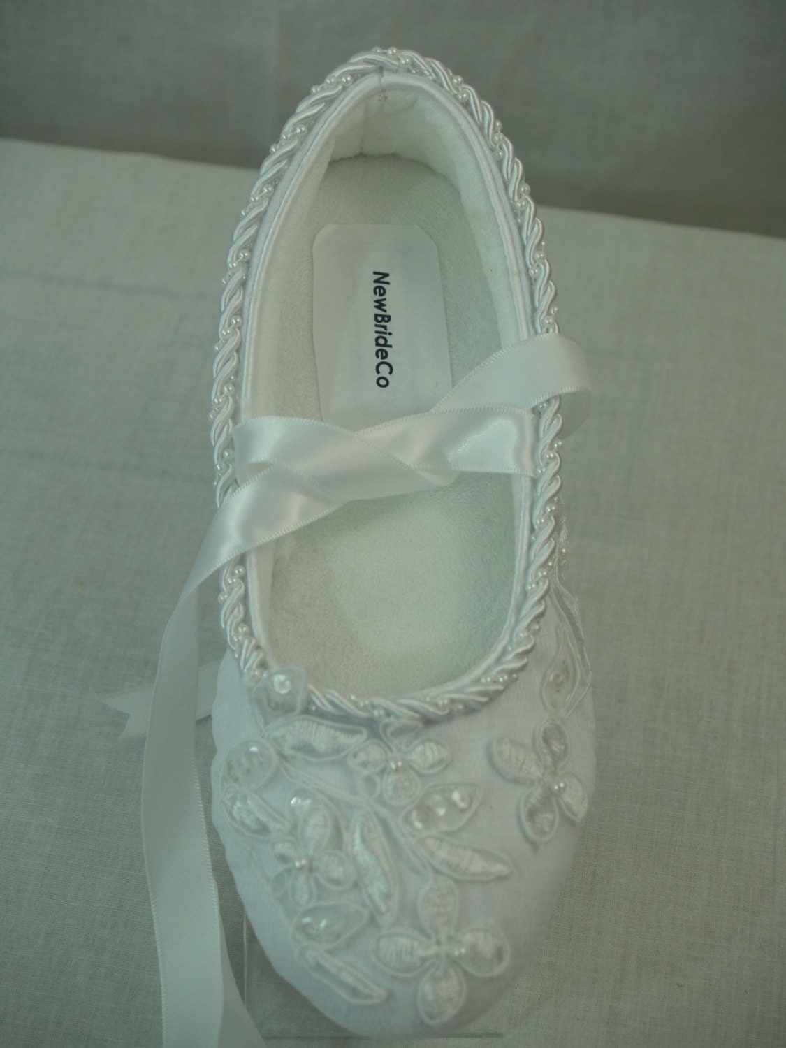 Lace Wedding Flats Comfortable Dressy With Satin Strapslace Etsy