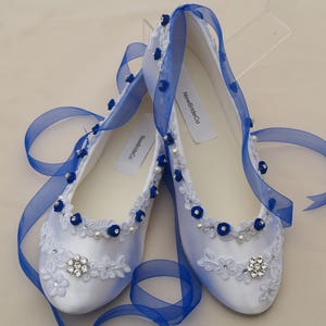 Wedding Royal Blue Flats White Shoes Venice Lace Edging With - Etsy