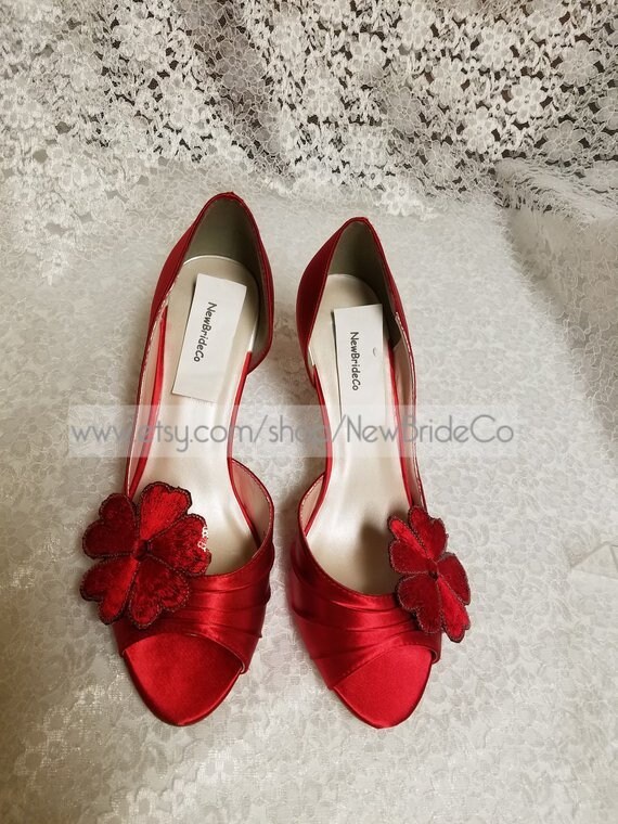 red satin shoes