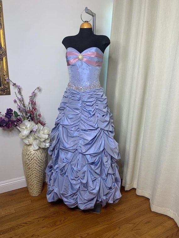 fitted lace wedding dress Periwinkle Long Glitter Prom Dress with Lace-Up Corset Periwinkle / 15 main image 0