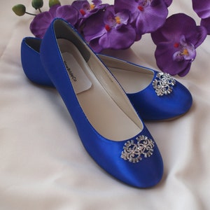 Wedding Flat Royal Blue Shoes With Brooch, Royal Blue Plus 200 Colors ...