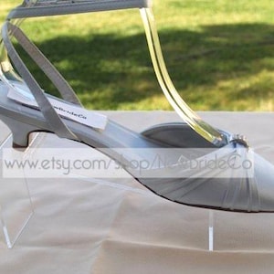SILVER Shoes closed toes Very low heel, White silver or Ivory Wedding pointy very low heel, SILVER Kitten Heel with Ankle Strap