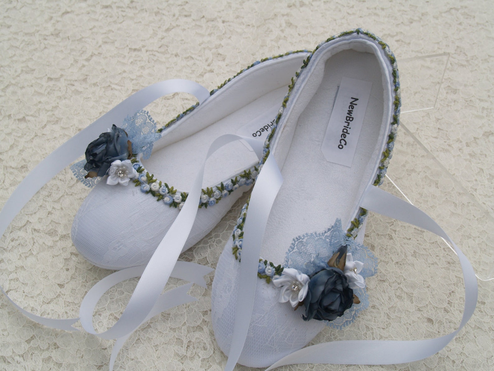 white blue bridal flats, vegan shoes trimmed blue, something blue flat shoes,off white ivory white,ballet style comfort slippers