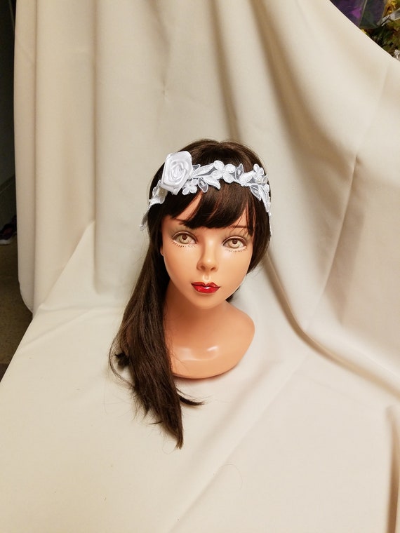 White Bridal Head Bandeau 1920s Style, Retro, Deco, Great  display picture 1
