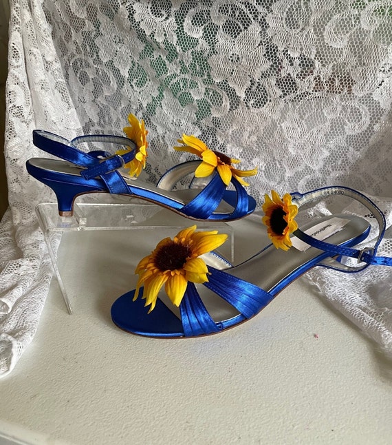 Sunflower Wedding Shoes Bridesmaids Affordable Price Most Widths & Sizes,  Short Height Shoe, Kitten Heels, Open Toe Sandals, Ankle Strap 
