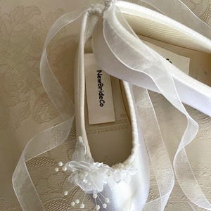 Communion BALLET style girls Shoes, Flower girls Satin shoes embellished with rhinestones & flowers, Communion Girls Ballet style Slippers,