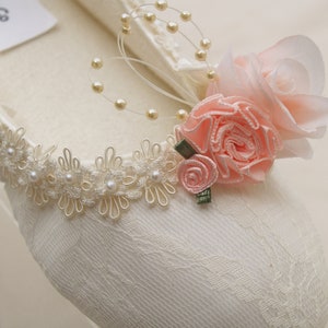 Ivoor blush roze bruiloft flats veganistisch, ivoor en blush bloemen kanten platte schoenen, BLUSH bloemen flats country chic tuin buiten bruidsslipper