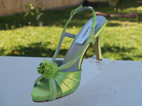 lime green peep toe heels