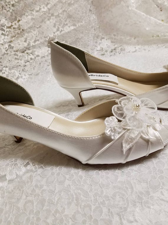 White Wedding Shoes kitten heel Ivory 