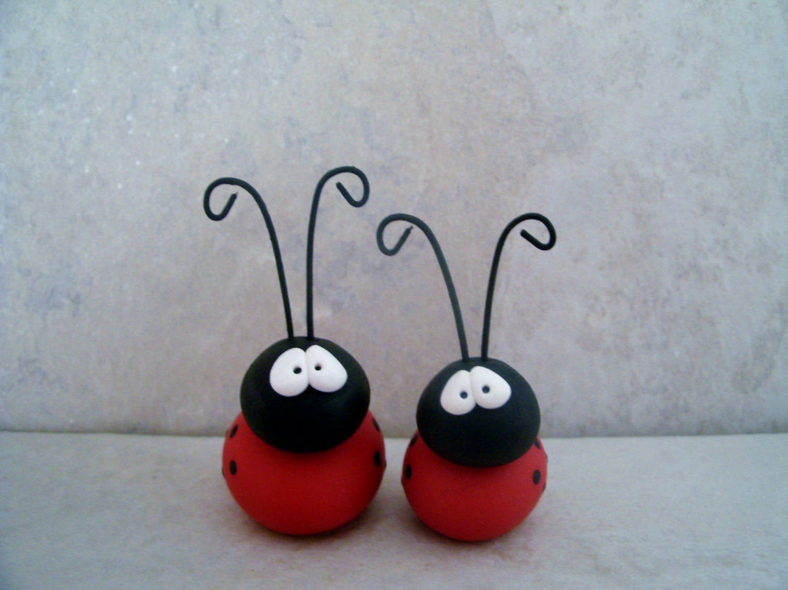 Whimsical Ladybugs Polymer Clay Spring Garden Figurine Etsy