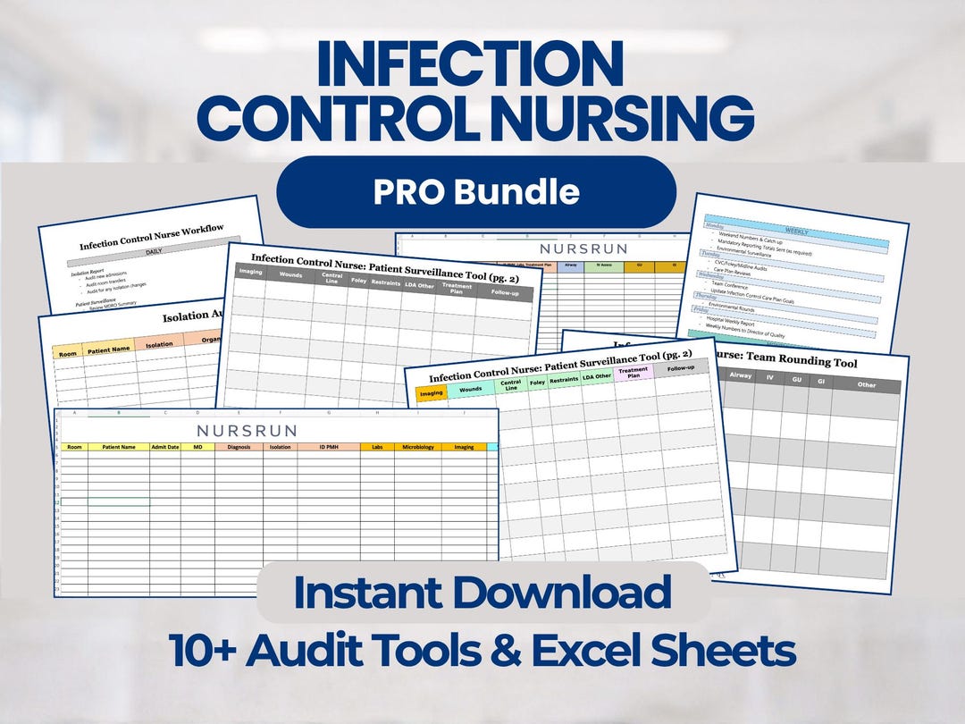Infection Control Nurse Bundle | Audit Tools + Surveillance Trackers ...