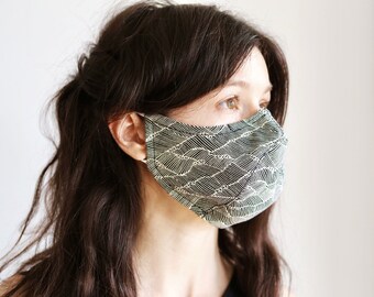 Ausgestattet Bio-Baumwolle und Hanf Wave Maske mit dehnbaren elastischen Riemen nachhaltige Designer Mode
