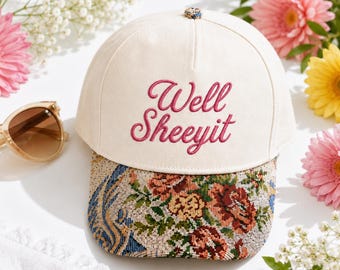 Custom Embroidered Floral Hat Set, Well Sheeyit Matching Caps, Funny Gift, Best Friend Birthday Hats for Women