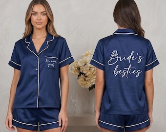Satin Shortie Pajama Set, Bride's Besties, Bridesmaid Sleepwear, Bachelorette Party Gift