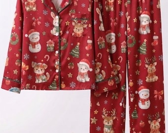 Benutzerdefinierte Satin Pyjama Set, All-Over Print Nachtwäsche, Unisex Kurz / Langarm