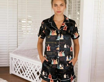 Alexander Hamilton Satin Pajama Set | Broadway History Sleepwear (Short Sleeve)
