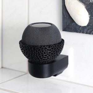 Apple HomePod Mini Wall Mount – Voronoi Design | 3D Printed | Modern & Space-Saving Black