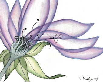 Transparent Fairy Flower Watercolor Painting, Traditional Art, Flower x-ray