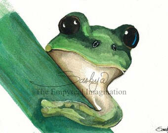 It's Not Easy Being Green.Watercolor Painting -  Unique Elegant Birthday gift, Christmas present