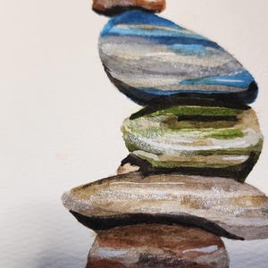 Zen Rock Stack Watercolor Painting, Feng Shui, Lovely Gift - Etsy