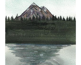 Mountain Ripples II Watercolor Painting, Shimmer Paint, Shine, glitter, original art, gift, present