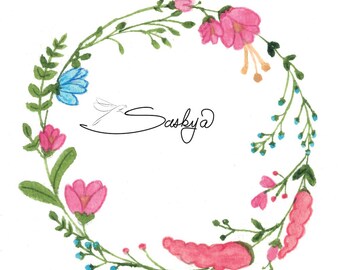 Simple Watercolor Wreath, Easter, Spring, Gift for Her