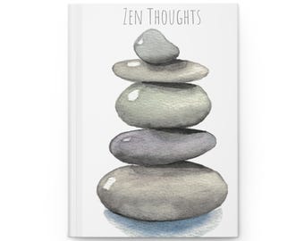 Zen Thoughts Akwarela Ułożone Kamienie Dziennik Twarda oprawa Matowa