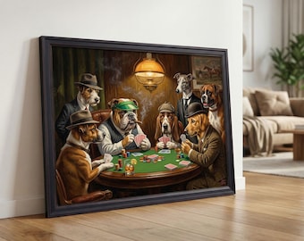 Dogs Playing Poker Tapestry Mid Century 1960s 56 Inches X 38