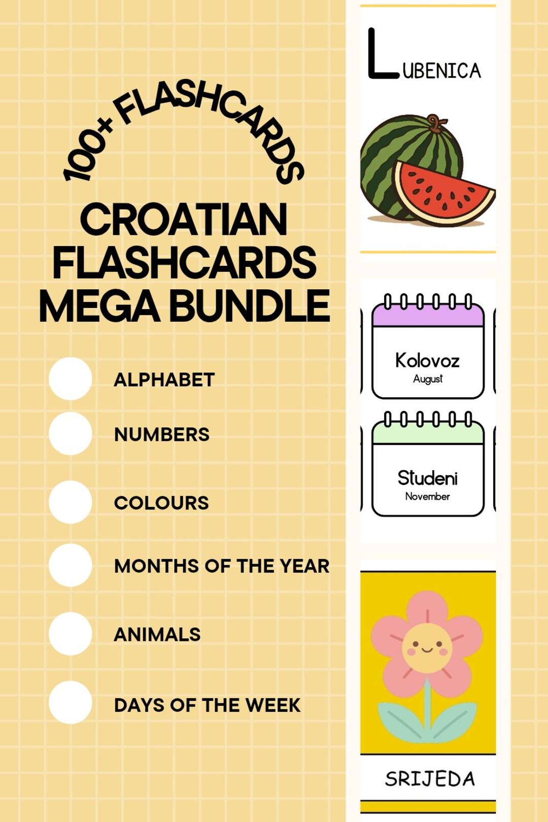 Croatian Flashcards Mega Bundle | Alphabet, Numbers, Colours, Days ...