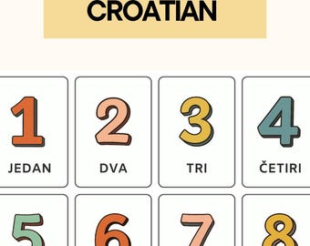 Croatian Numbers Flash Cards | Kids Language Learning (digital Download ...