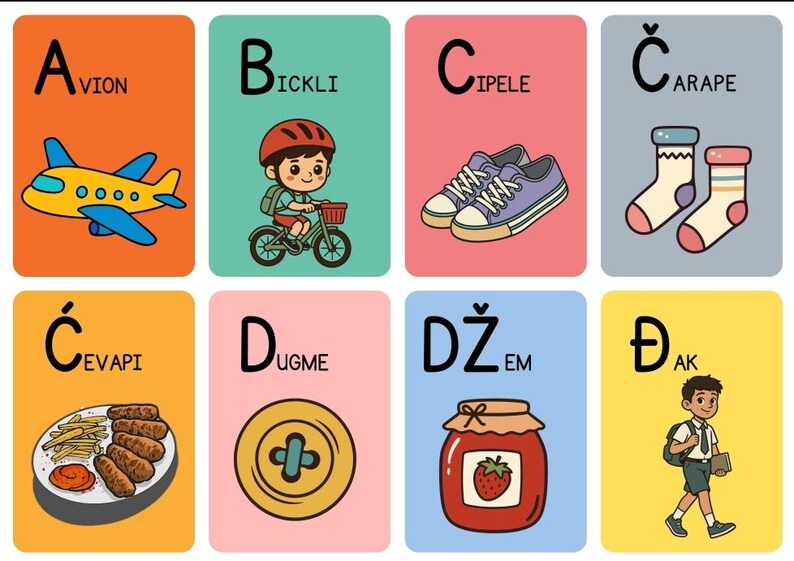 Croatian Alphabet Flash Cards Printable | Learn Croatian for Kids ...