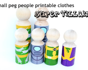 PDF Printable SMALL Peg People Super Villain Clothes for Small Peg Dolls