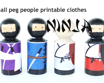 PDF Printable Peg People NINJA Clothes for small peg dolls