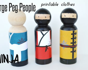 PDF Printable Peg People NINJA Clothes