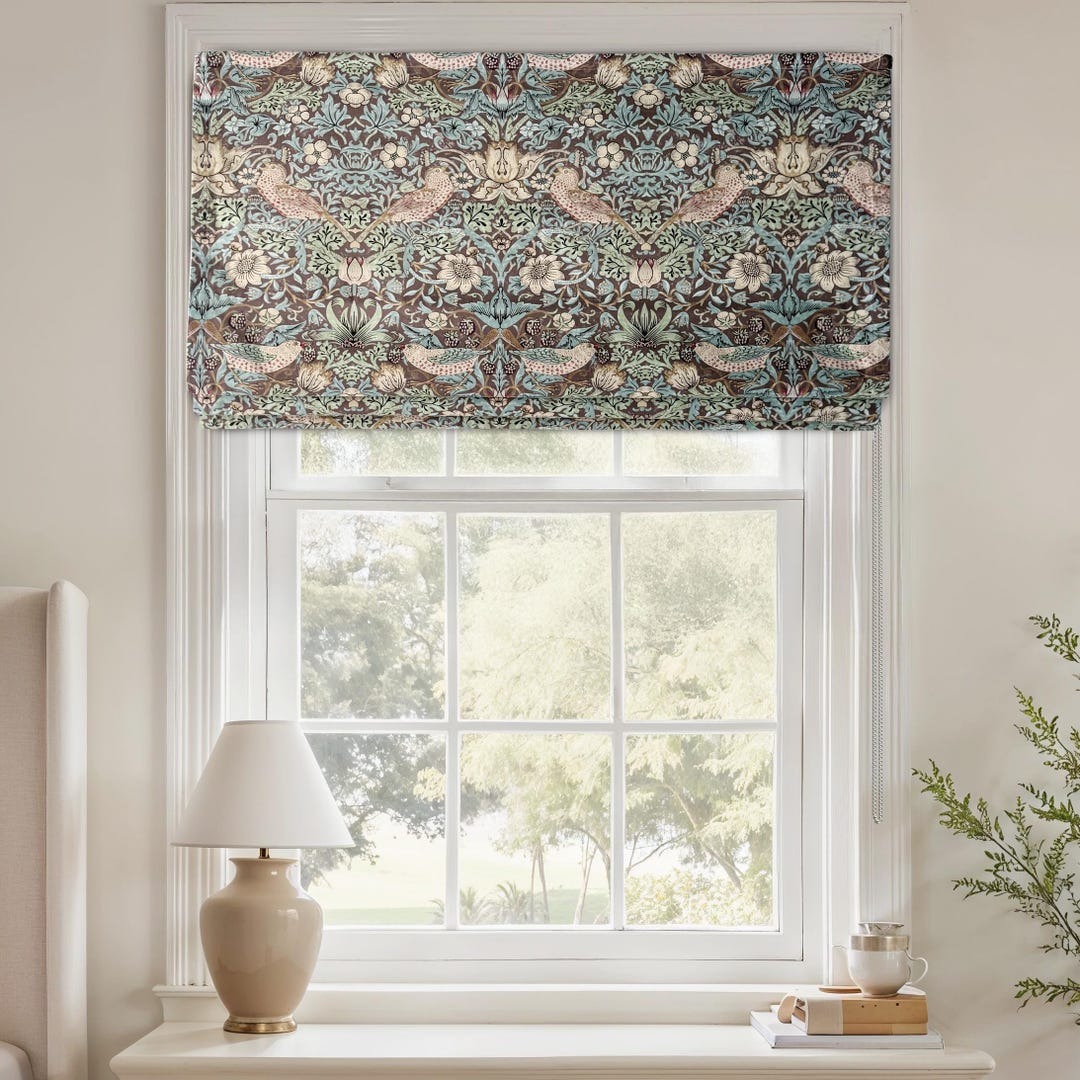 Custom Roman Shade, Chocolate/slate Window Blind, Drawstring System ...