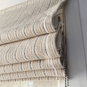 Estor romano de algodón beige, tamaño personalizado, hecho a mano.