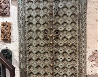 Vintage carved teak wood Indian door : Rustic bohemian home decor
