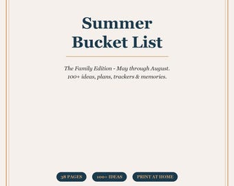 Family Summer Bucket List 2026 | 100+ Ideas, Plans, Trackers (Digital Download)