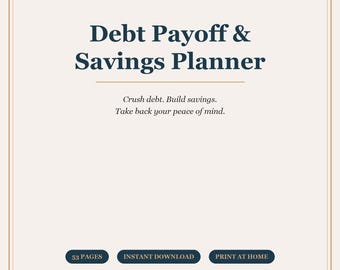 Debt Payoff Savings Planner | Snowball Method, Budget Workbook (Digital Download)