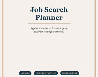 Job Search Planner Printable | Application Tracker, Interview Prep & Career Strategy Workbook | Resume, Networking, Offers